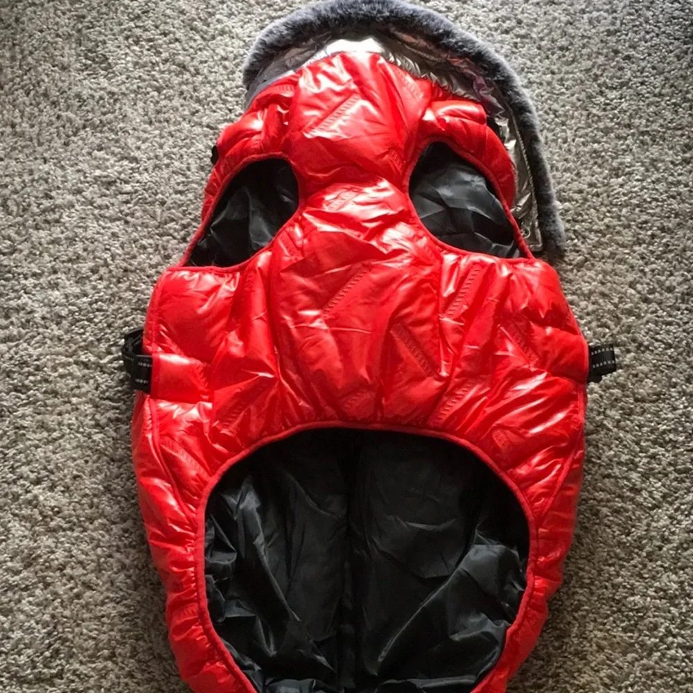 NEW Red Puffer Dog Jacket with Black Trim XL